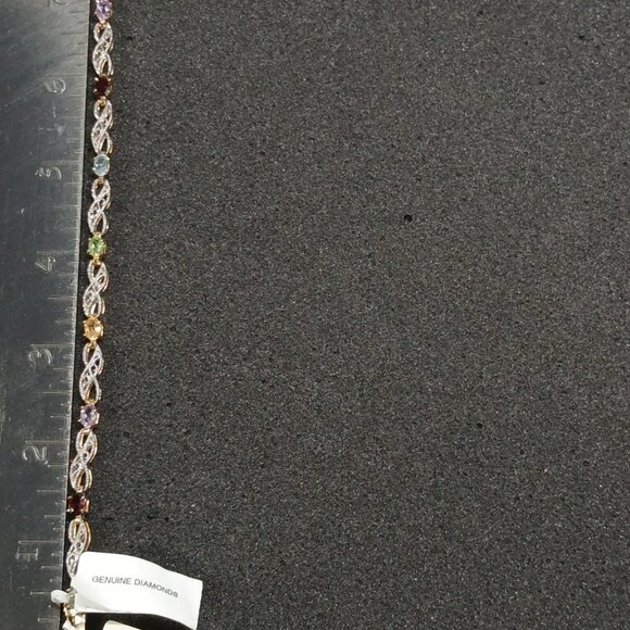 24K Gold Over Sterling Multi Gemstone & Diamond Bracelet 7¾" 12.5g FMC NWT - Picture 3 of 16